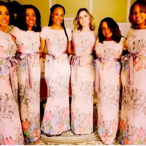 Adrianna Papell Matelasse Floral Jacquard Column Gown Size 0